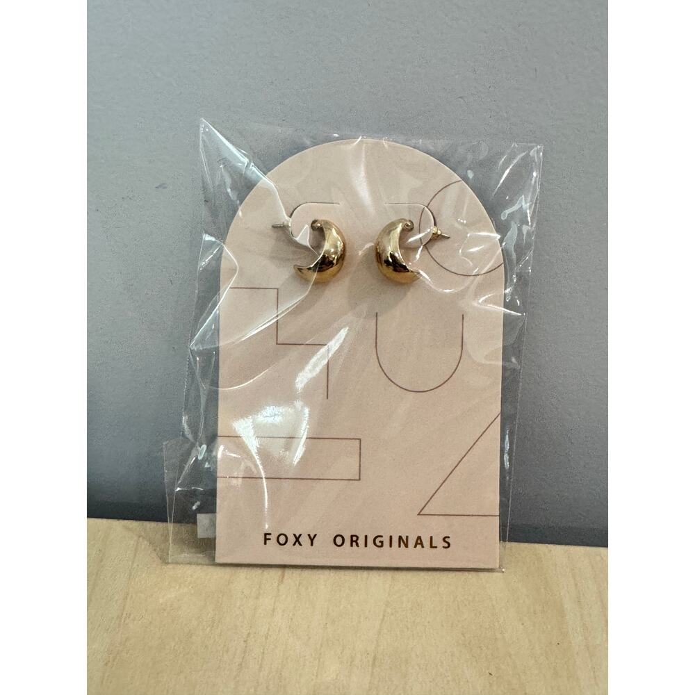 NWT FOXY ORIGINALS Gold Crescent Earrings